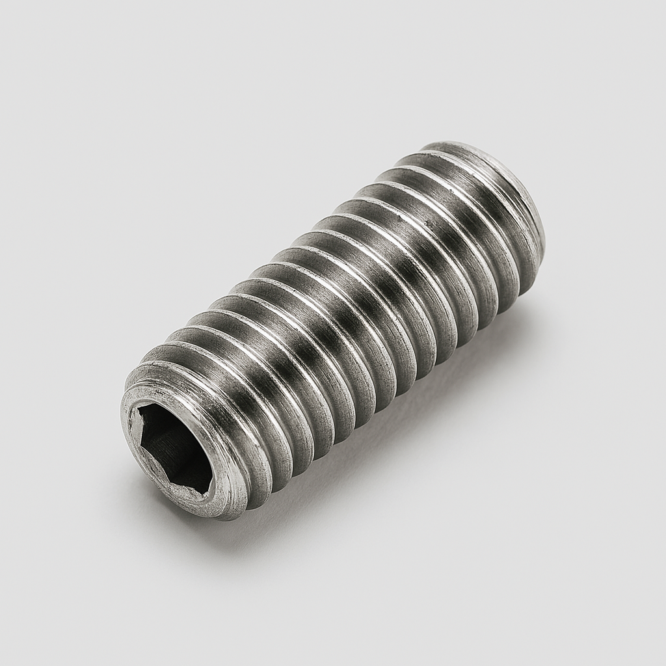 Skrue - M 4X6 ISO 4029/DIN 916 rustfri pinol skrue indvendig 6-kant og krater