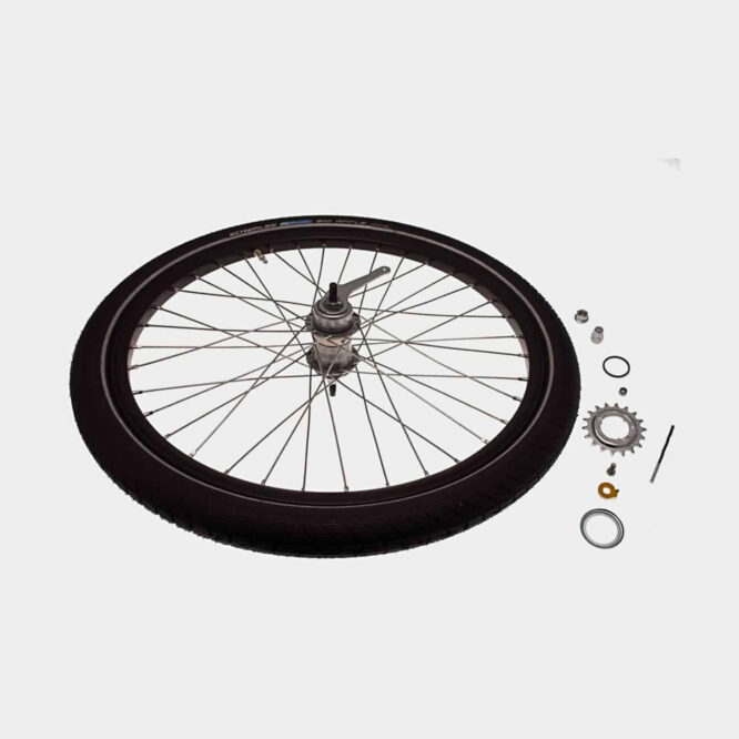 Baghjul 24" 1 gear, dobbeltbundet, inkl. komponenter, m/ dæk