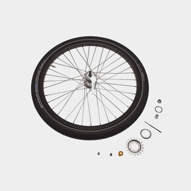 Baghjul 24" 3 gear, dobbeltbundet, inkl. komponenter, m/ dæk